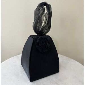 Vintage Black Mini Box Bag Wristlet Evening Bag